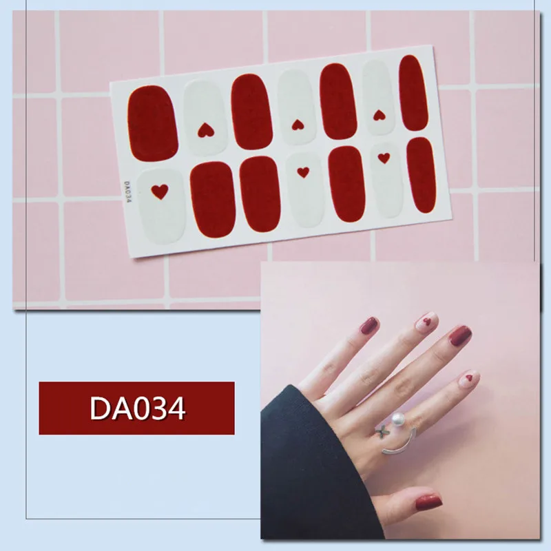 14tips/лист сердце полное покрытие Стикер искусства ногтя Водонепроницаемый