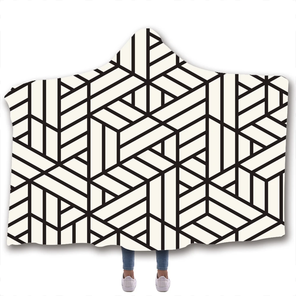 Квадратный психоделический гобелен одеяло с капюшоном Флисовое Двухслойное