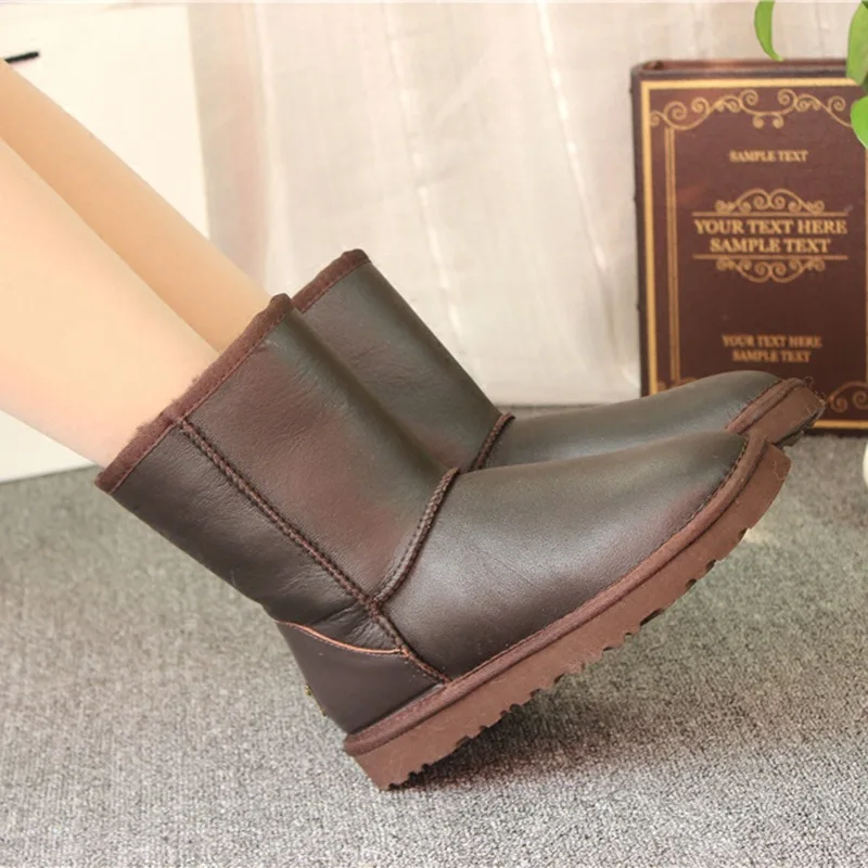 ; Коллекция года; зимние сапоги на натуральном меху; классические Mujer Botas; водонепроницаемые зимние сапоги из натуральной овечьей кожи; женская обувь - Цвет: Chocolate