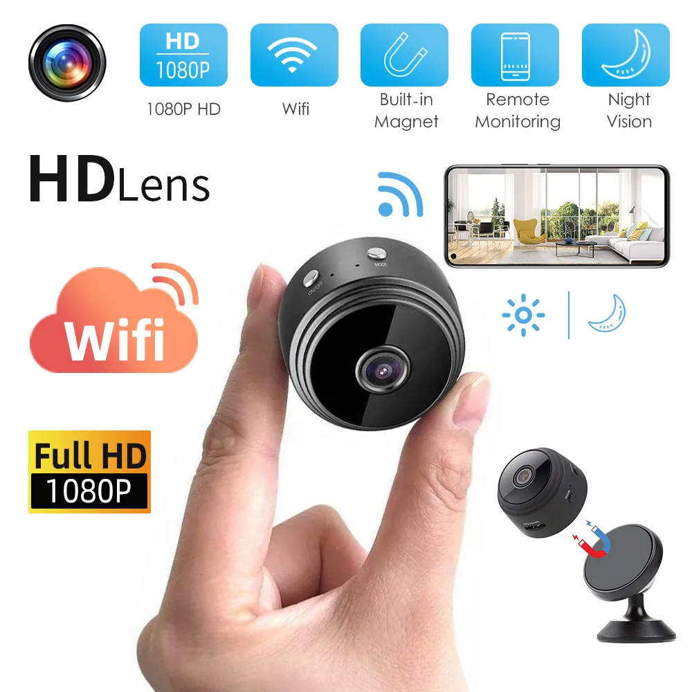 Мини-камера видеонаблюдения 1080p HD Wi-Fi ИК ночное видение | Безопасность и защита