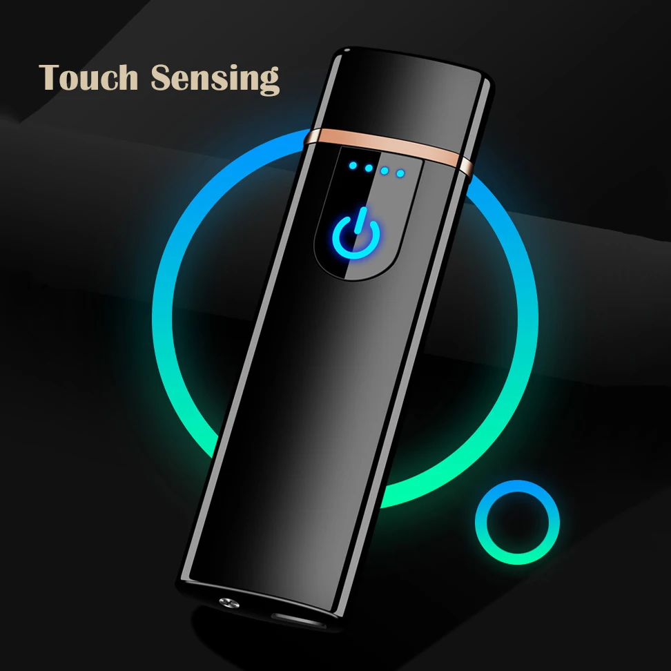 Мини металлические электрические USB зажигалки импульсная тонкая сигарета