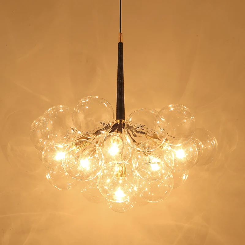

American Pelle Bubbles Glass E27 Led Chandelier Lamparas Fixtures Post Modern Minimalism Lustre Pendant Chandelier Lighting