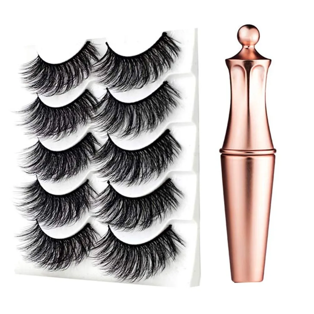 NEW DESIGN Magnetic liquid Eyeliner with Five Pairs False Eyelashes Waterproof Easy to Wear Magnetic Lashes Set Eye Makeup Tool