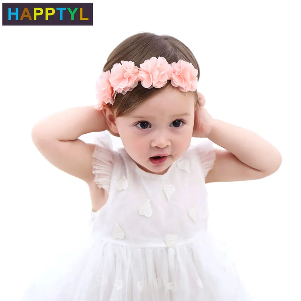 HAPPTYL 1 шт. шифоновая Цветочная повязка на голову для новорожденного младенца