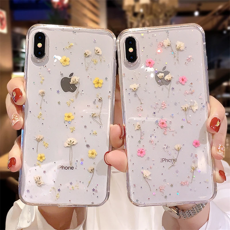 Настоящие высушенные цветы Мягкий чехол для Samsung Galaxy A32 4G A82 A22 5G крышка F62 S21 FE |