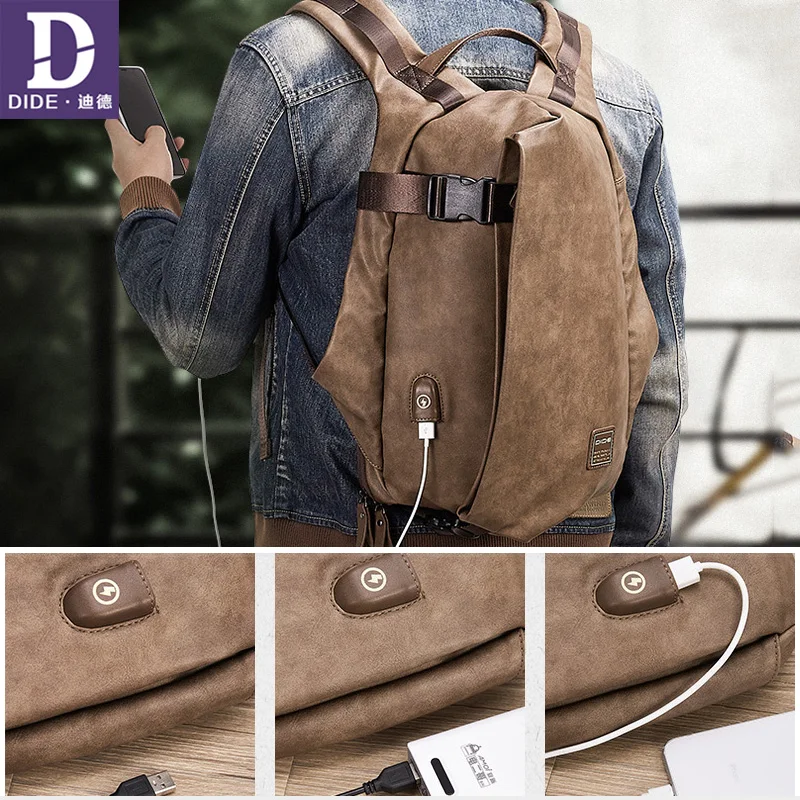 DIDE, мужские рюкзаки, USB, 15 дюймов, для студентов средней школы/колледжа, рюкзак для ноутбука, мужской рюкзак, дорожная сумка, подарок, большой/маленький размер