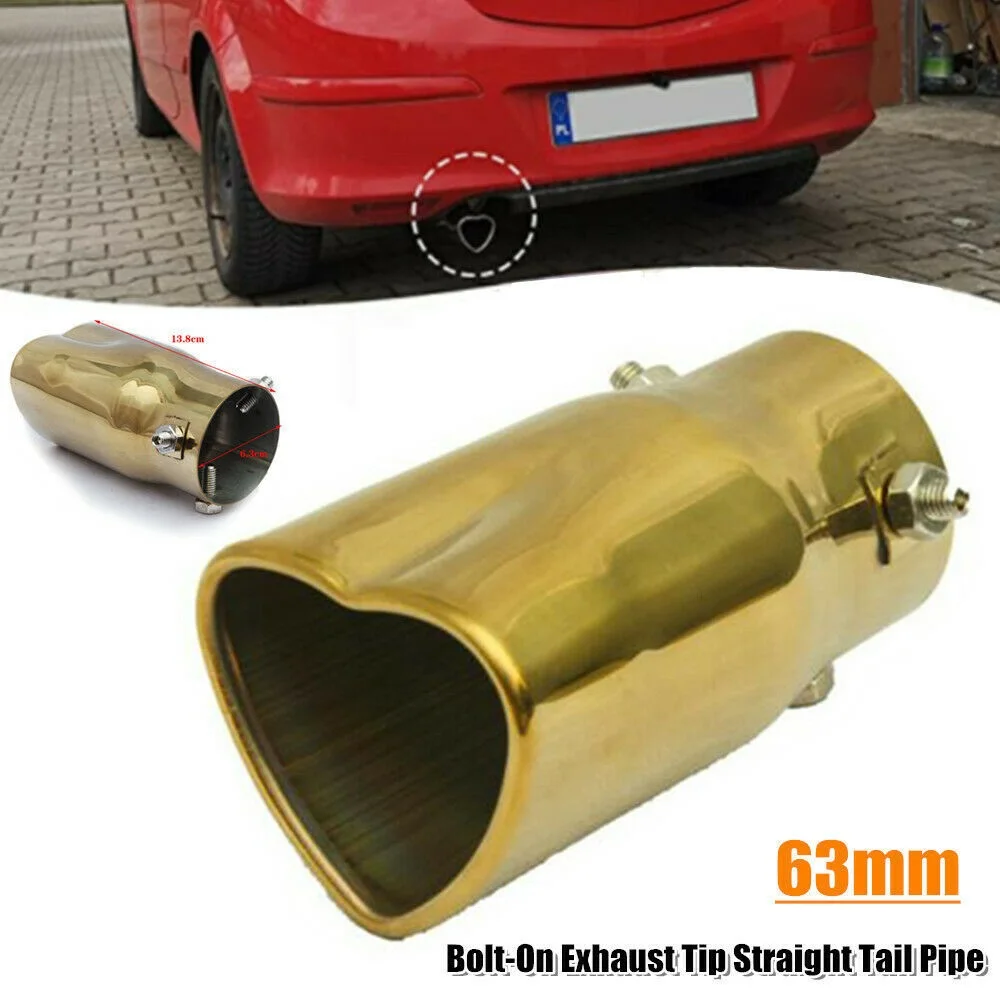 

63mm inlet exhaust system bottom end car exhaust tailpipe tips stainless steel universal gold