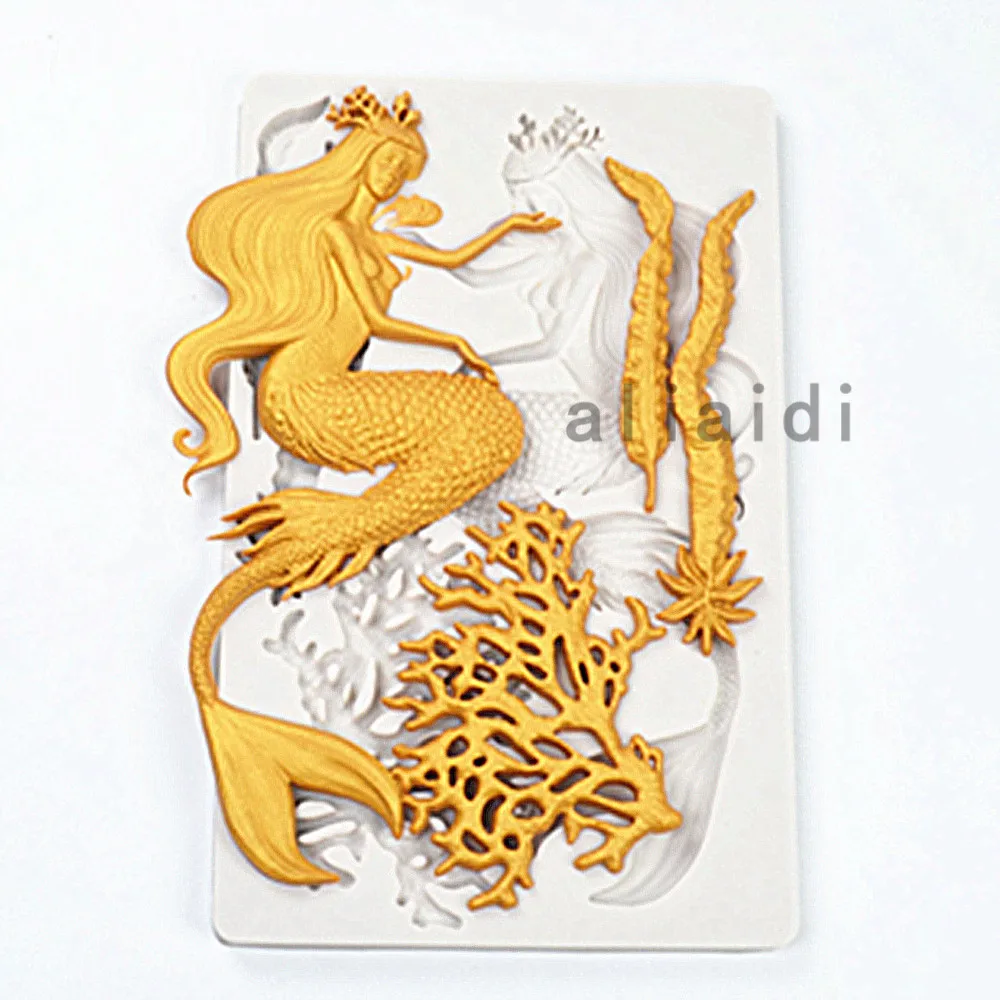 

Mermaid Seaweed Silicone Fondant Mold Resin Molds Cake Decorating Baking Tools, Kitchen Accessories Molds For Baking AD1039