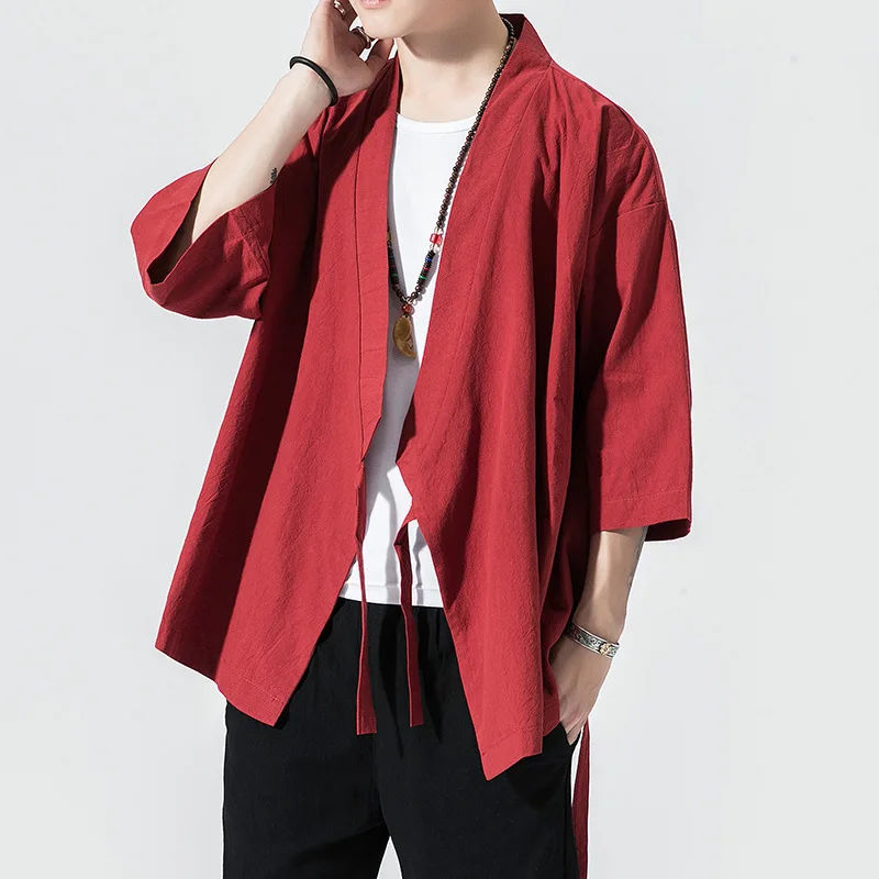 

Kimono Men Japanese Cotton Kimono Traditional Samurai Costume Japanese Clothing Blouse Shirt Haori Yukata Men Jacket