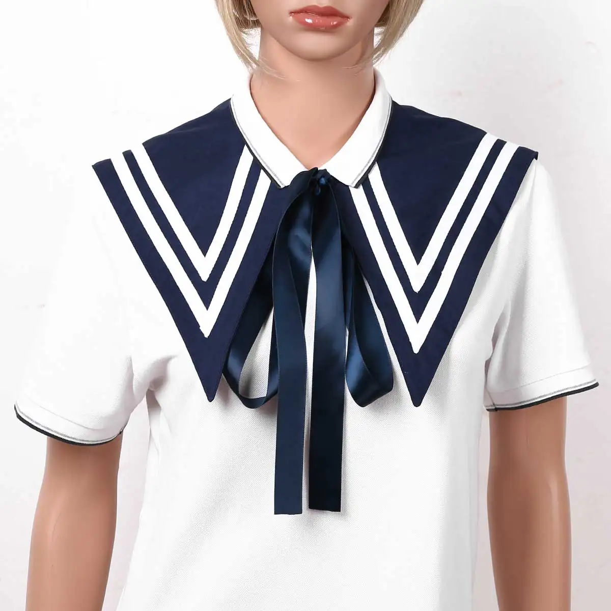2020 Japanese Style Navy Sailor Collar For Women Bow Lace-up False Fake Cute Clothing Accessories Detachable |
