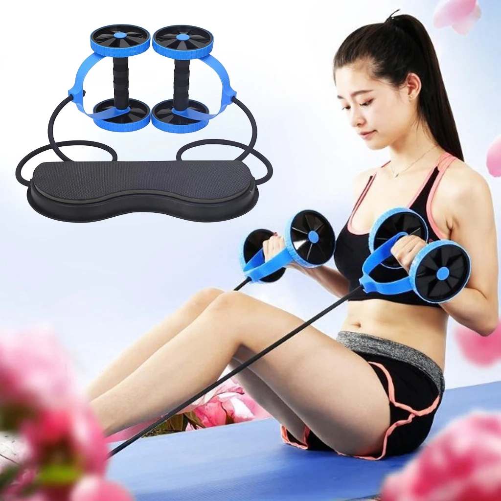 

Double Wheel w/ Mat Abdominal Muscle Trainer Waist Fitness Home Gym