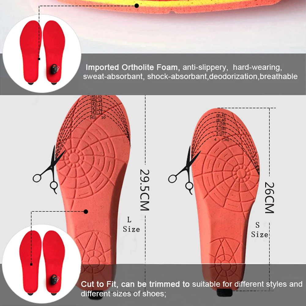 Стельки с подогревом для обуви теплые стельки аккумулятором и зарядкой 2000 мАч