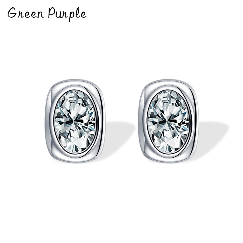 

Real 925 Sterling Silver Classic Oval Dazzling Zirconia Stud Earrings Minimalist Charm Earring For Women Girls Jewelry Gifts