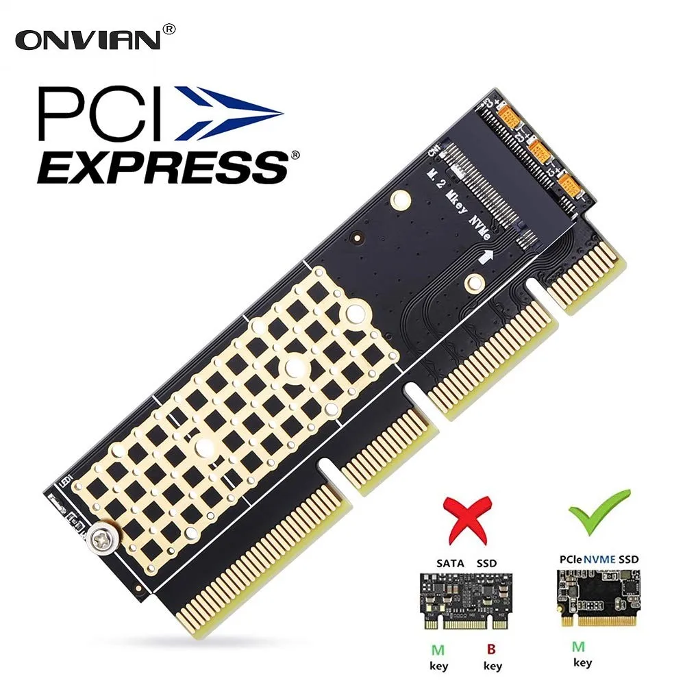 Переходник onbian M.2 NVMe SSD на карту PCIe M2 Key M драйвер с силиконовой охлаждающей