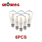 6 шт.лот St64 лампа накаливания 8 Вт E27 ретро Эдисон 220-240 В винтажная стеклянная лампа 4000k