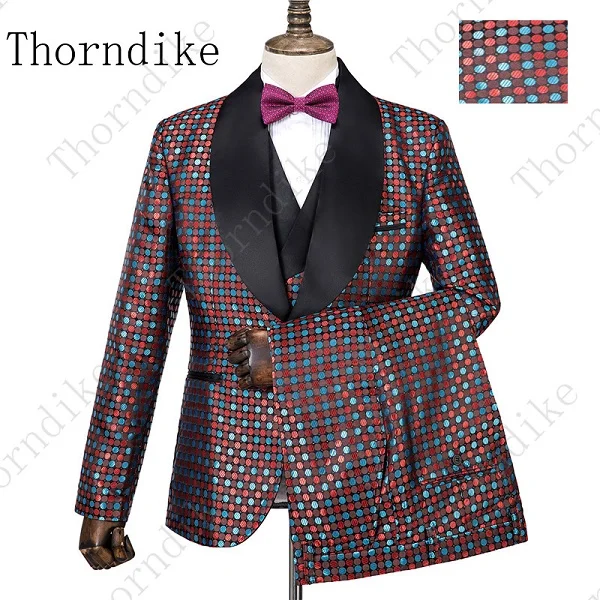 suit 11 Thorndike Новое поступление мужские костюмы темно-синий, с цветами напечатаны 3 шт. смокинг винтажные свадебные костюмы для шафера Terno Masculino - Цвет: suit 11