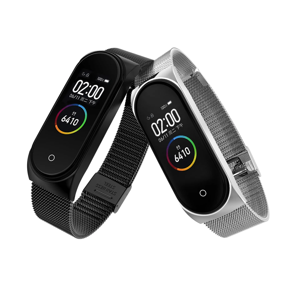 Пряжка металлический ремешок браслет для Xiaomi mi 4/3 ремешок для mi Band 4/3 ремешок из нержавеющей стали mi Band 4/3 наручный ремень