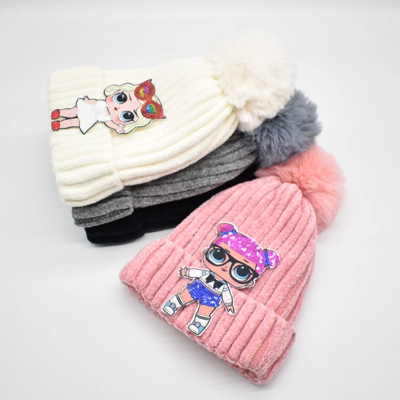 Детская шапка с помпоном 20 цветов зимняя двухслойная бархатная детская вязаная