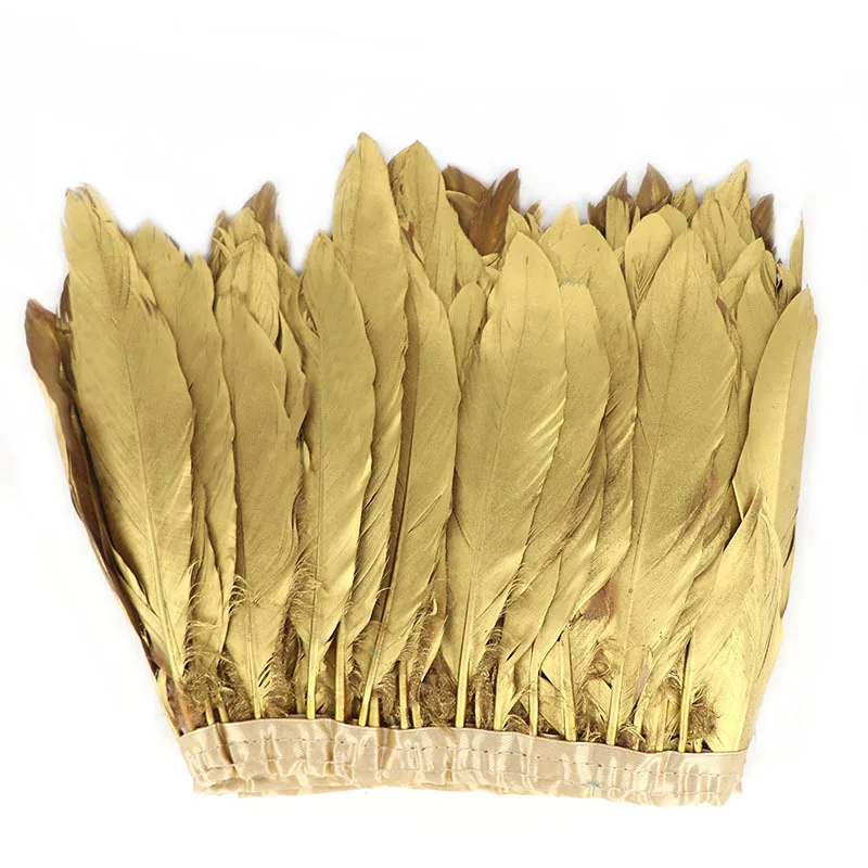 

10Yards/Lot Gold Goose Feathers Trim 15-20cm/6-8inch Feathers for Crafts Clothing Diy Wedding Sewing Craft Plumas De Faisan