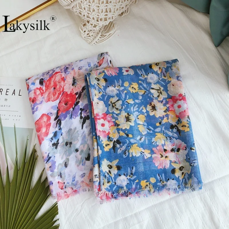 Женский элегантный шарф с принтом маргариток на весну и лето Открытый шейный