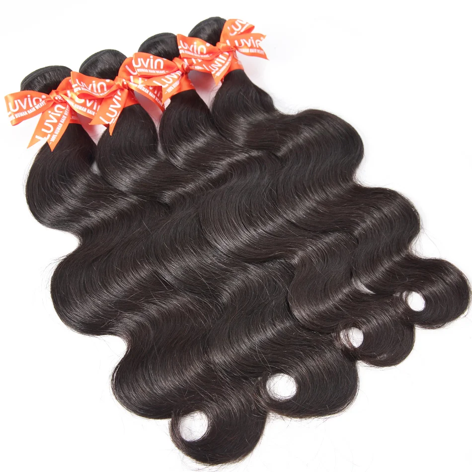 Luvin OneCut волосы, объемная волна, 8-40, 28, 30, 32 дюйма, бразильские волосы remy, натуральный цвет, 4 пряди, человеческие волосы, двойной рисунок