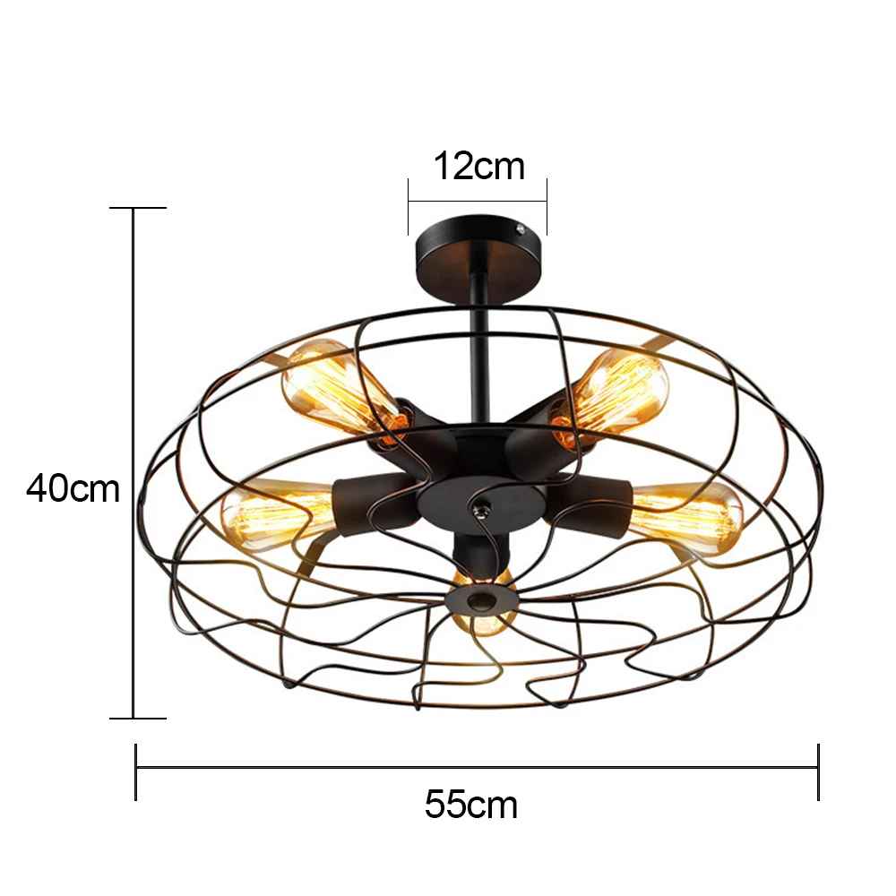 

52cm retro ceiling fan remote control light invisible retractable American country lights Living room bedroom