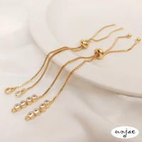 custom color 14k wrapped gold with silica gel adjusting bead box extension chain zircon telescopic bracelet hand diy accessories