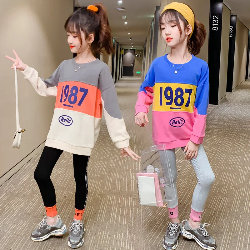 Дешевый детский костюм Модный хлопковый комплект из двух предметов с круглым