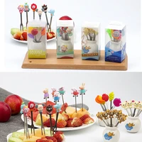 mini stainless steel cartoon fruit fork set hero cute dessert party forks children bento sign lunch decoration