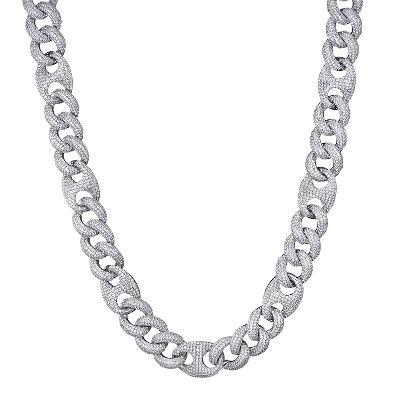 Хип-хоп 18 мм Bling AAA CZ кубический цирконий Iced Out Box Застежка Роскошная кубинская