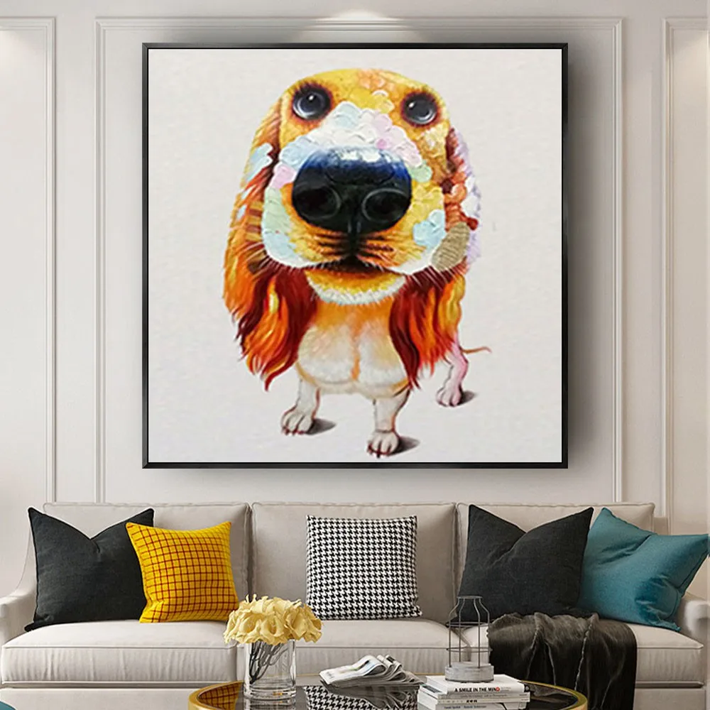 

Personalized PetDog Animal Wall Art Pet Portrait Canvas Oil Painting Hand painted Modern Wall Picture Photo for Bedroom Decor