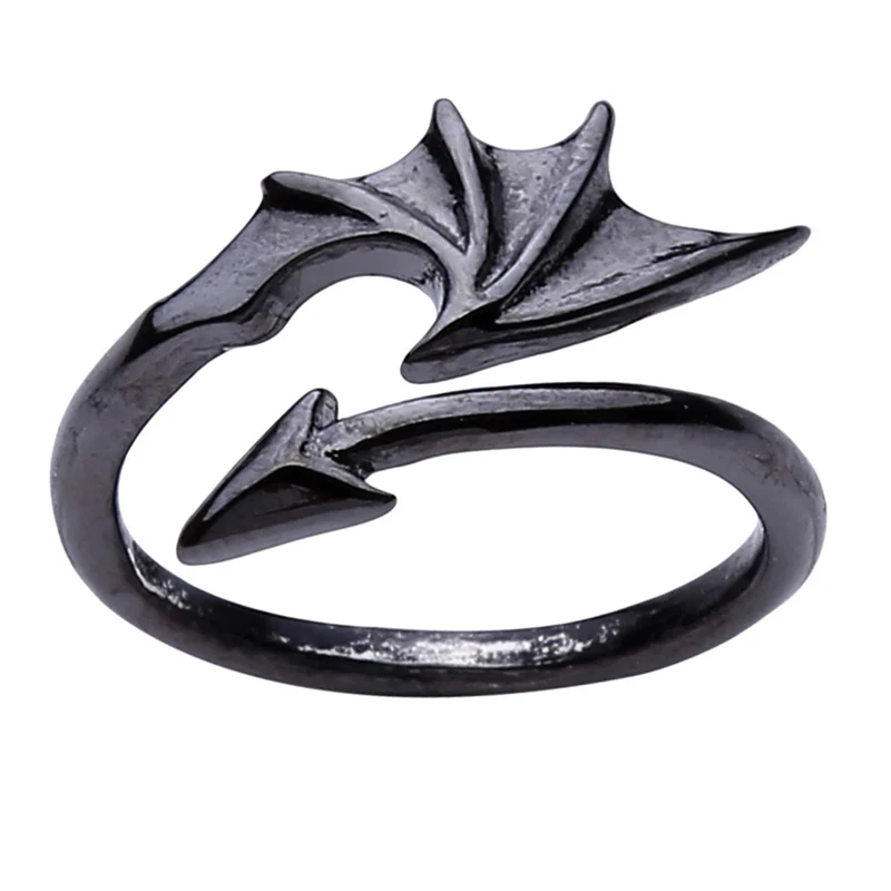 

Punk Style Titanium Brass Koakuma Little Devil Dragon Gothic Evil Vampire Rings Open Ring Halloween Party Jewelry Gift