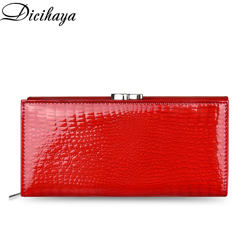 dicihaya long wallet women patchwork genuine leather female purse womens wallets ladies casual womens money zipperhasp walet free global shipping
