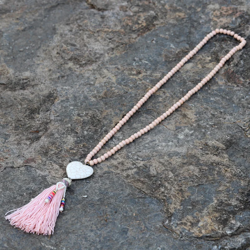 VONNOR Женские Ювелирные изделия богемное ожерелье сердце камень кисточка цепочка