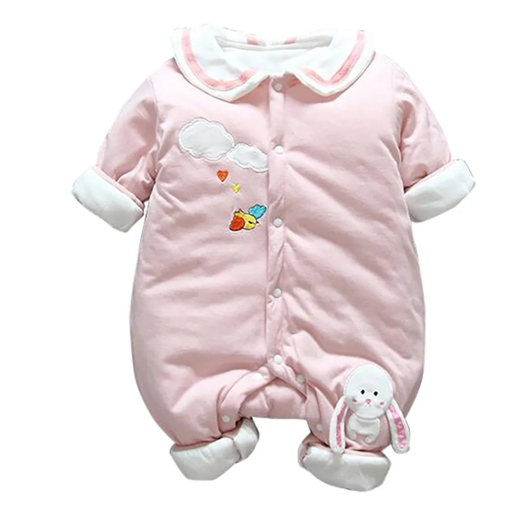 Зимний комбинезон с длинными рукавами и принтом милого кролика для маленьких