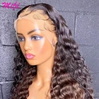 Индийские волосы Mifil с глубокой волной, парик из 100% натуральных человеческих волос Remy, парики на сетке HD, предварительно выщипанные детскими волосами 13x4, фронтальный естественный цвет, 32 дюйма