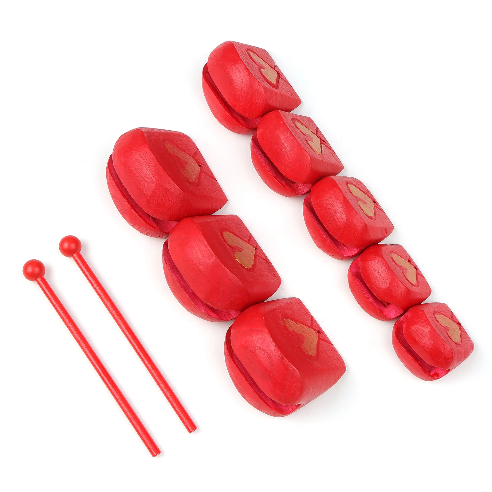 

8pcs Temple Block Chinese Wooden Knocker Buddhist Wood Fish with Mallet Drum & Percussion Accessories