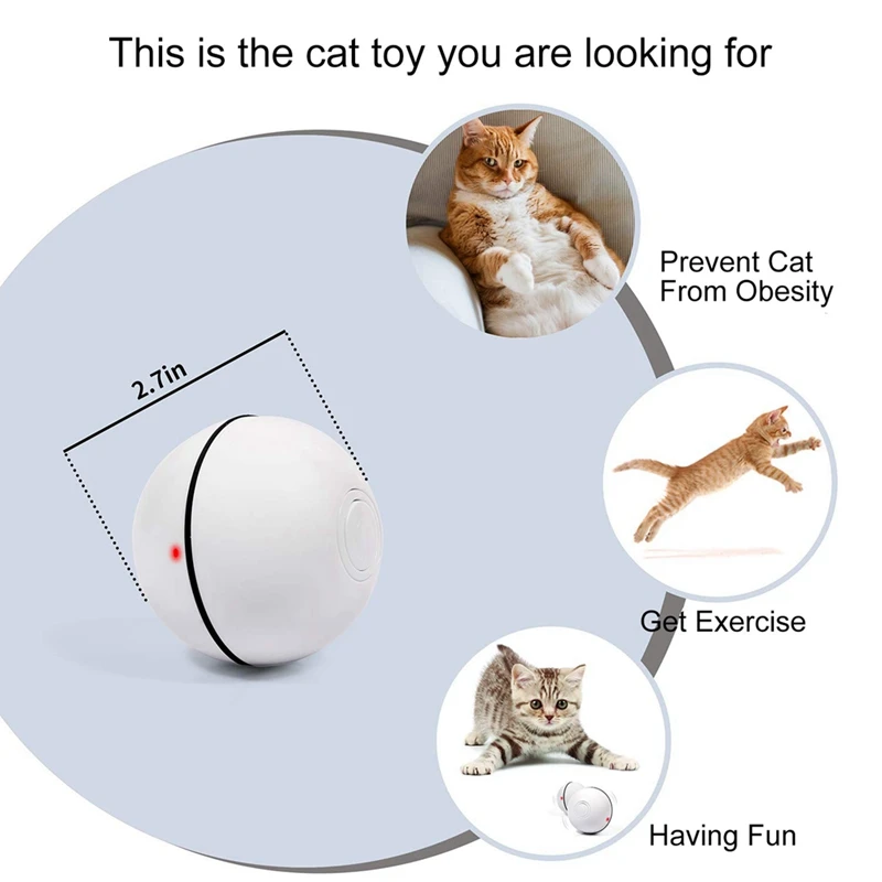

Cat Electronic Rolling Ball LED Laser Toy Red Lightg Ball Funny Toy Keep Your Pet Busy Electric Cat Interactive Laser Ball
