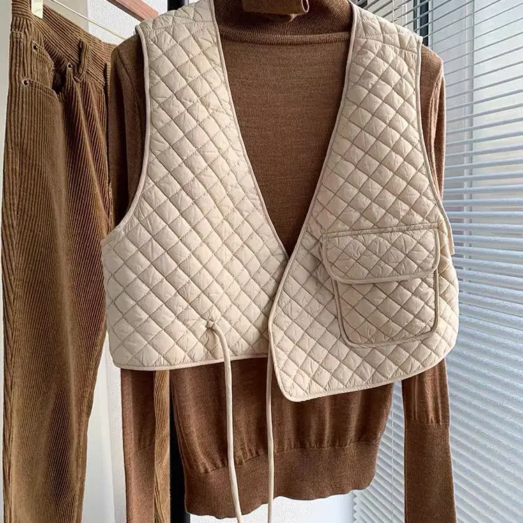 Женский жилет с кружевом в клетку универсальный Свободный Корейском стиле P3 2021