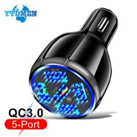 15a 5 ports usb car charge quick mini led fast charging for iphone 12 11 xiaomi huawei mobile phone charger adapter in car
