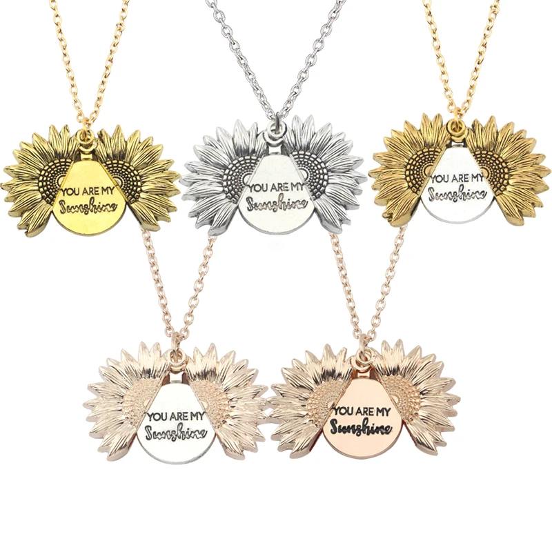 Новый продолжайте подсолнечник подвеска ожерелье для мужчин и женщин золото