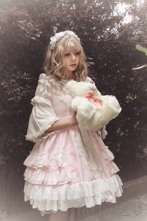 

Sweet lolita strap dress vintage bowknot cute high waist princess victorian elegant dress kawaii girl gothic lolita cosplay loli