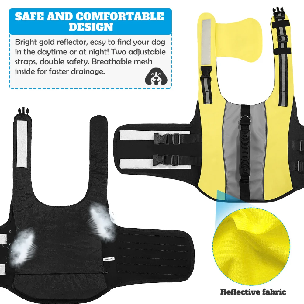 

POPETPOP Pet Life Saving Devices Waterproof Pet Life Preserver Vest Buoy for Puppy Dog Size (Yellow)