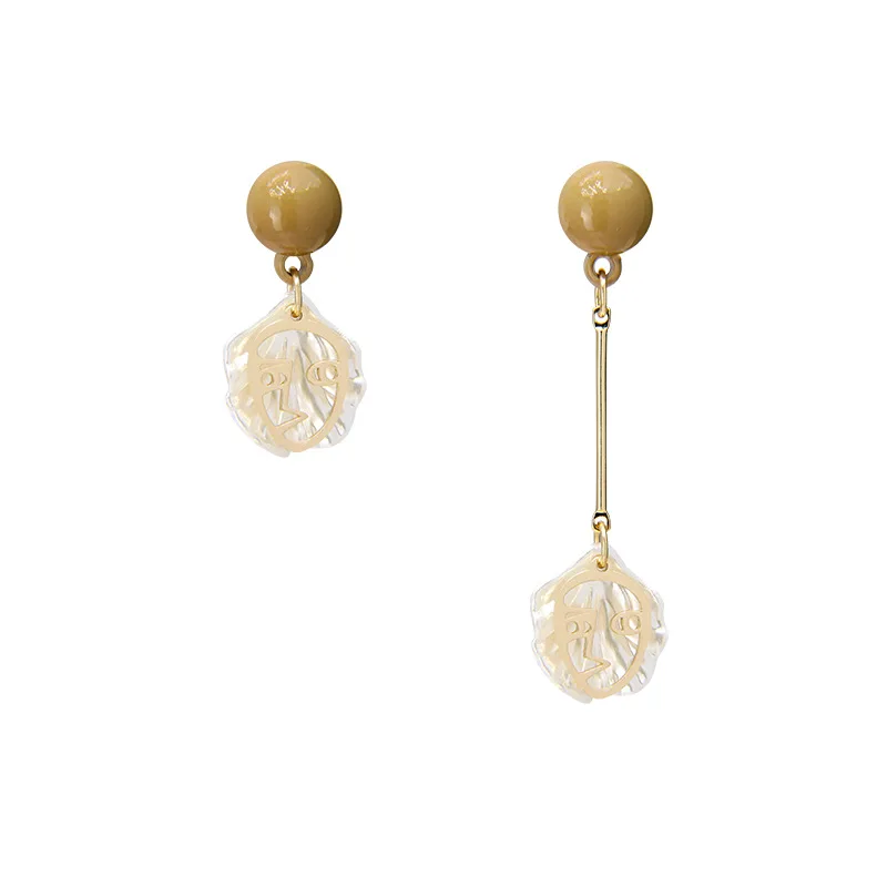

ZDMXJL 2021 New Fashion Women's Earrings Asymmetry Shell Face Eardrop Earrings For Women Girl Party Gifts Jewelry Wholesale