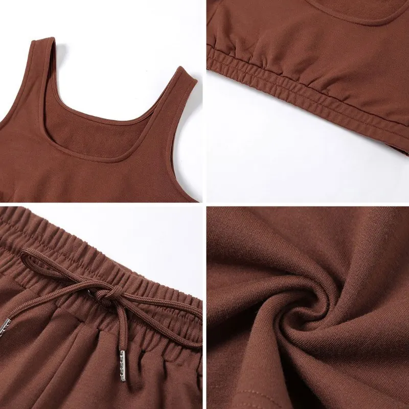 

Summer Two Piece Set Crop Top Tank Top Solid Sportswear Women Elasticity Shorts Athleisure 2021 New Fashion Casual Sets Outfits