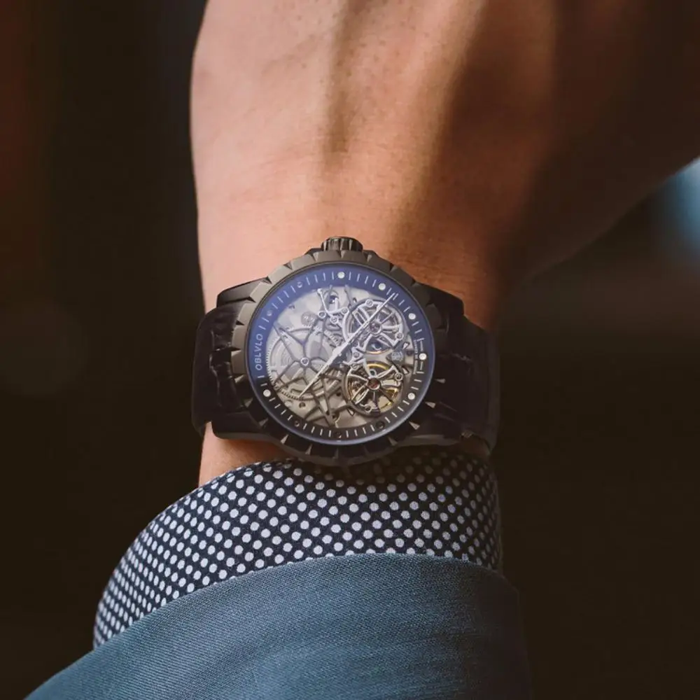 Мужские модные часы мужские автоматические механические OBLVLO роскошные