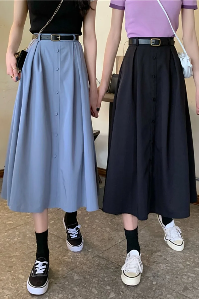 Длинные юбки для женщин весна 2021 новый корейский дизайн облегающая юбка трапеция
