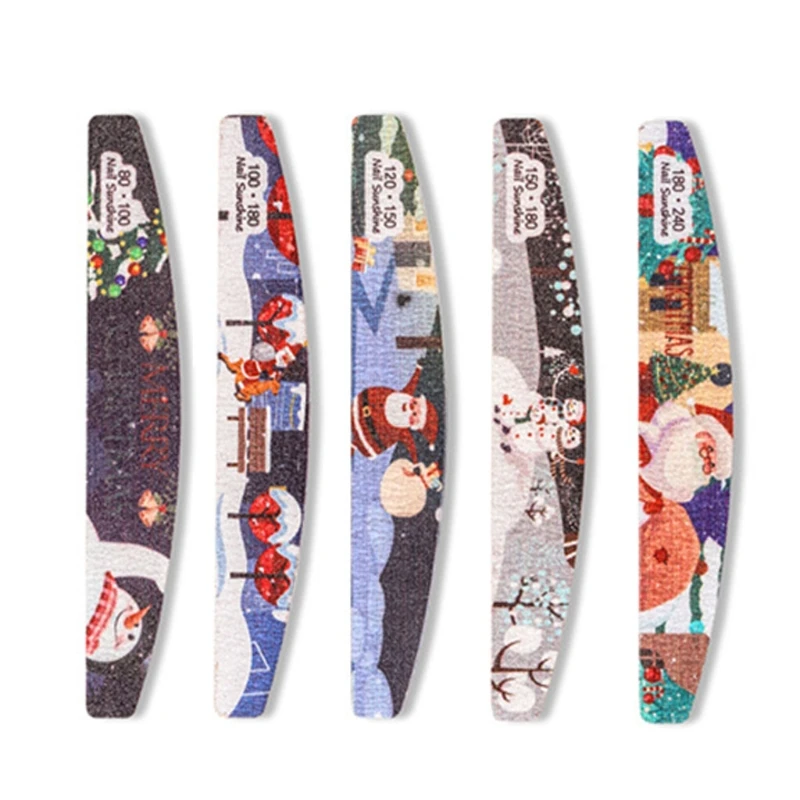 

Пилочки для ногтей Рождественская серия рисунок цветы напечатанные буферы для ногтей маникюр 5 шт.