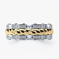 new trendy bohemian crystal inlaid ring mens ring fashion metal rope ring ring accessories party jewelry