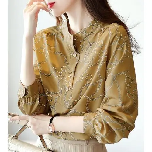 

Shirt women's long sleeve spring new chiffon shirt foreign style small shirt loose spring and autumn temperament slim coat